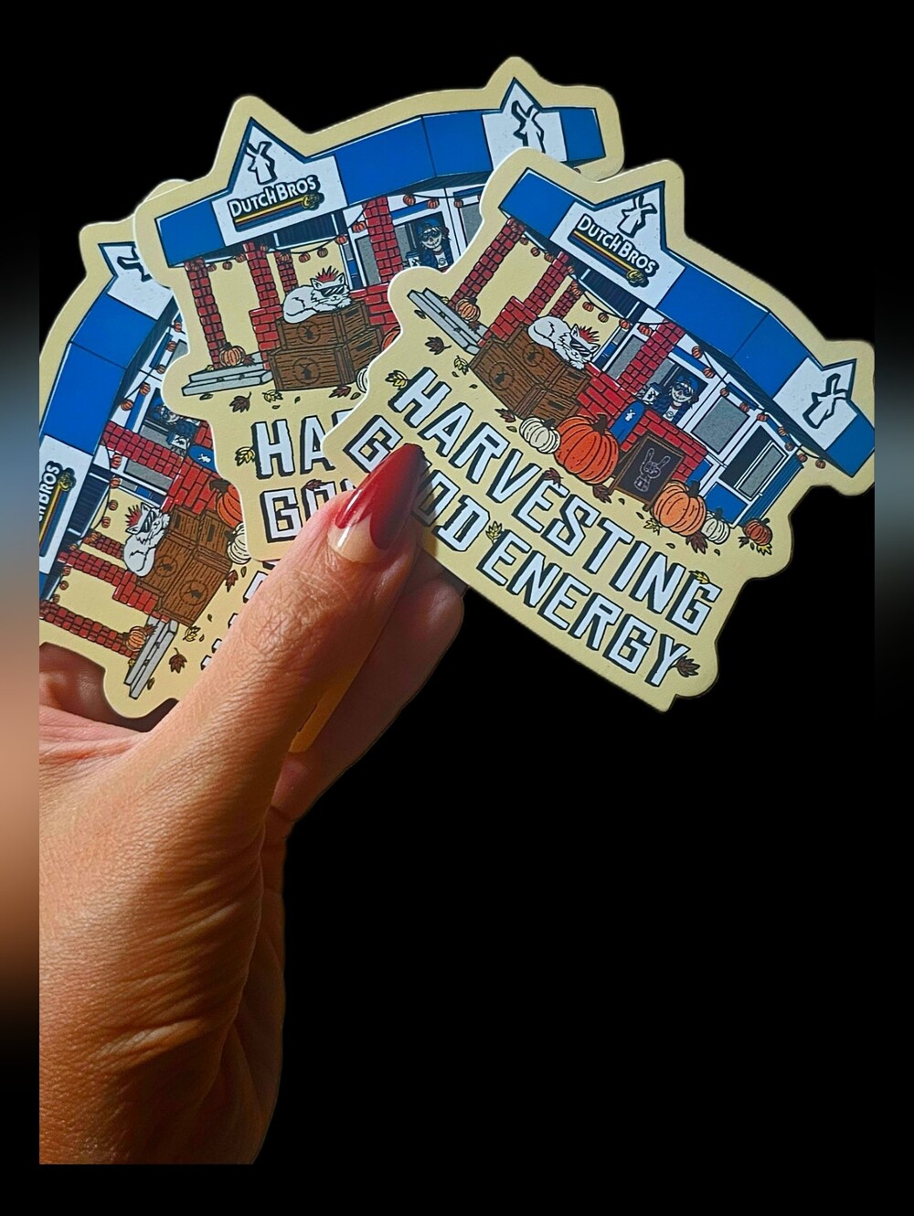 Set Of 3 Dutch Bros Harvesting Good Energy Stickers - Nwt🍂